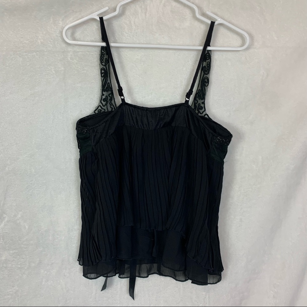 presage medium nwot black mesh crinkle floral camisole - Picture 8 of 8